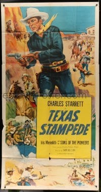 5w347 CHARLES STARRETT 3sh '52 Cravath art of Starrett on horseback, Texas Stampede!