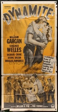 5w422 DYNAMITE 3sh '49 explosive romantic artwork of William Gargan & Virginia Welles!
