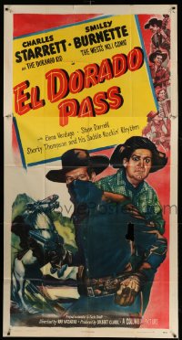 5w427 EL DORADO PASS 3sh '48 art of Charles Starrett as The Durango Kid + Smiley Burnette!