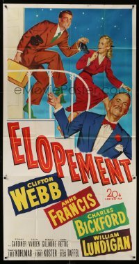 5w428 ELOPEMENT 3sh '51 art of Clifton Webb, Anne Francis sneaking around with her boyfriend!