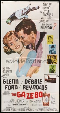 5w467 GAZEBO 3sh '60 great romantic art of Glenn Ford w/pigeon on head & nuzzling Debbie Reynolds!