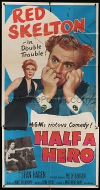 5w510 HALF A HERO 3sh '53 great image of Red Skelton in double trouble with Jean Hagen!