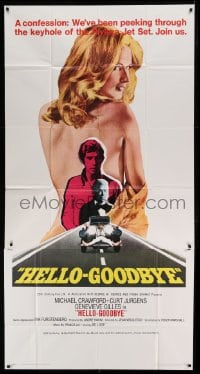 5w525 HELLO-GOODBYE int'l 3sh '70 Michael Crawford has been peeping at sexy Genevieve Gilles!