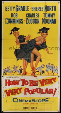 5w541 HOW TO BE VERY, VERY POPULAR 3sh '55 full-length art of sexy Betty Grable & Sheree North!