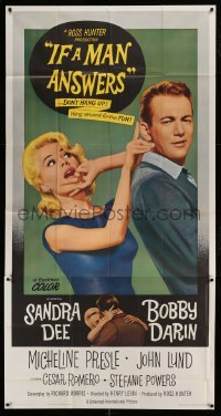5w552 IF A MAN ANSWERS 3sh '62 great image of sexy Sandra Dee & Bobby Darin, hang around for fun!