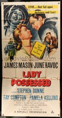 5w587 LADY POSSESSED 3sh '51 James Mason, June Havoc had a love that fed upon darkness & fear!