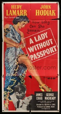 5w589 LADY WITHOUT PASSPORT 3sh '50 Hedy Lamarr by Macready holding Hodiak at gunpoint!