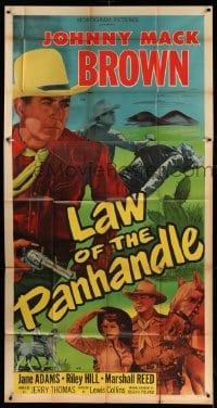 5w601 LAW OF THE PANHANDLE 3sh '50 c/u of Texas cowboy Johnny Mack Brown with gun, Jane Adams
