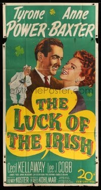 5w629 LUCK OF THE IRISH 3sh '48 Tyrone Power, Anne Baxter, art of leprechaun Cecil Kellaway!