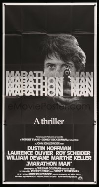 5w648 MARATHON MAN int'l 3sh '76 cool image of Dustin Hoffman, John Schlesinger classic thriller!