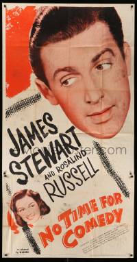 5w709 NO TIME FOR COMEDY 3sh R40s great headshots of Jimmy Stewart & pretty Rosalind Russell!