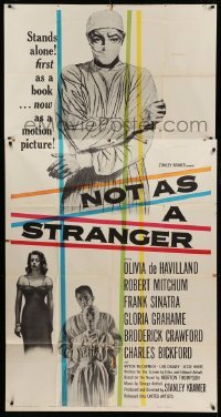 5w713 NOT AS A STRANGER 3sh '55 doctor Robert Mitchum, Olivia De Havilland, Frank Sinatra!