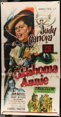 5w720 OKLAHOMA ANNIE 3sh '51 great artwork of queen cowgirl Judy Canova + Hirschfeld art!