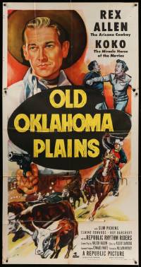 5w722 OLD OKLAHOMA PLAINS 3sh '52 art of Arizona Cowboy Rex Allen and Koko the Miracle Horse!