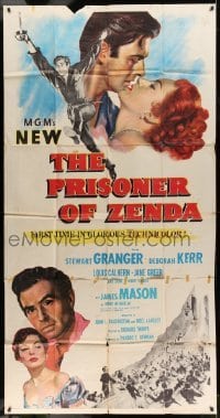 5w788 PRISONER OF ZENDA 3sh '52 art of Stewart Granger kissing pretty Deborah Kerr!