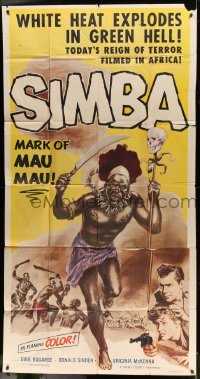 5w844 SIMBA 3sh '55 white heat explodes in green hell, today's reign of terror filmed in Africa!