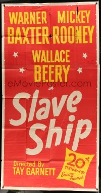 5w849 SLAVE SHIP 3sh R48 Warner Baxter, Wallace Beery, Mickey Rooney, drama at sea!