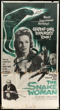 5w853 SNAKE WOMAN 3sh '61 sexy serpent-girl Susan Travers terrorizes town, cool art!