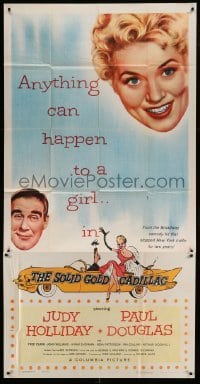 5w859 SOLID GOLD CADILLAC 3sh '56 Hirschfeld art of Judy Holliday & Paul Douglas in car!