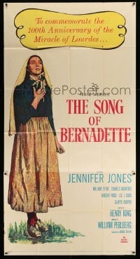 5w864 SONG OF BERNADETTE 3sh R58 artwork of angelic Jennifer Jones by Norman Rockwell!