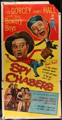 5w873 SPY CHASERS 3sh '55 Leo Gorcey, Huntz Hall & The Bowery Boys uncover undercover agents!