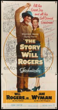 5w887 STORY OF WILL ROGERS 3sh '52 Will Rogers Jr. as his father, Jane Wyman, gol-darned greatness!