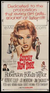5w897 SUNDAY IN NEW YORK 3sh '64 super close up of sexy Jane Fonda,, Rod Taylor!
