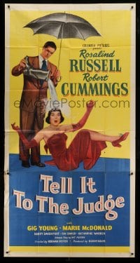 5w907 TELL IT TO THE JUDGE 3sh '49 Robert Cummings dumps water on Rosalind Russell!