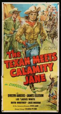 5w910 TEXAN MEETS CALAMITY JANE 3sh '50 Glenn Cravath art of cowgirl Evelyn Ankers w/ two guns!