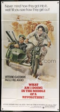 5w966 WHAT AM I DOING IN THE MIDDLE OF A REVOLUTION int'l 3sh '73 Sergio Corbucci, motorcycle art!