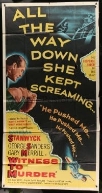 5w983 WITNESS TO MURDER 3sh '54 no one believes what Barbara Stanwyck saw except for the murderer!