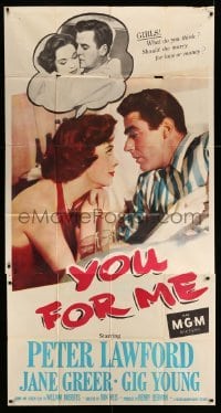 5w994 YOU FOR ME 3sh '52 should pretty Jane Greer marry Peter Lawford or Gig Young, money or love?