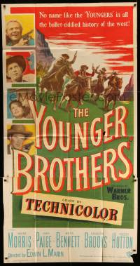 5w996 YOUNGER BROTHERS 3sh '49 outlaw brothers Wayne Morris, Bruce Bennett & Robert Hutton!