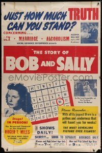 5w009 STORY OF BOB & SALLY 40x60 '48 sex, marriage, alcoholism, just how much TRUTH can you stand!