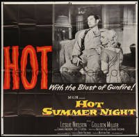 5w202 HOT SUMMER NIGHT 6sh '56 Leslie Nielsen, Colleen Miller, HOT with the blast of gunfire!