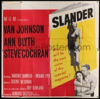 5w217 SLANDER 6sh '57 will Van Johnson & Ann Blyth be the victim of a slanderous sex magazine!
