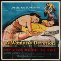 5w226 WOMAN'S DEVOTION 6sh '56 artwork of Paul Henreid & Janice Rule, lover or love-mad!