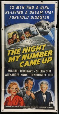 5w028 NIGHT MY NUMBER CAME UP English 3sh '55 British Royal Air Force pilot Michael Redgrave, rare