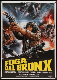 5w121 ESCAPE FROM THE BRONX Italian 1p '83 Fuga Dal Bronx, cool action montage art by Enzo Sciotti!
