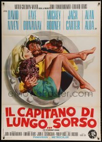 5w122 EXTRAORDINARY SEAMAN Italian 1p '69 different art of David Niven & sexy Faye Dunaway!