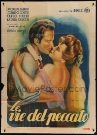 5w144 LE VIE DEL PECCATO Italian 1p '46 Paradiso art of doomed lovers embracing, rare!