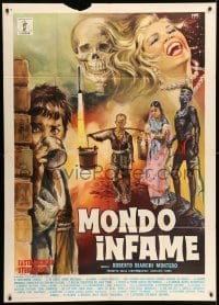 5w152 MONDO INFAME Italian 1p '63 completely different Mos art of strange sights, like Mondo Cane!
