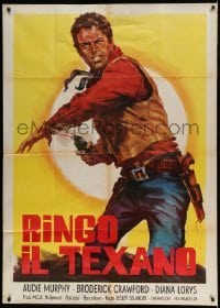 5w178 TEXICAN Italian 1p R71 different full-length art of cowboy Audie Murphy firing his gun!