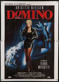 5w079 DOMINO Italian 2p '89 great full artwork of super sexy Brigitte Nielsen by Enzo Sciotti!