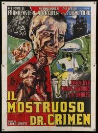 5w080 EL MONSTRUO RESUCITADO Italian 2p '60 cool art of mad scientist & his monster creation!