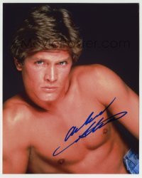 5y584 ANDREW STEVENS signed color 8x10 REPRO still '90s sexy barechested portrait of the star!