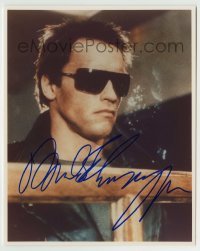 5y589 ARNOLD SCHWARZENEGGER signed color 8x10 REPRO still '90s best c/u w/sunglasses in Terminator!