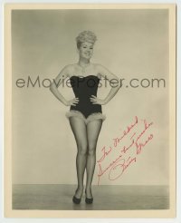 5y308 BETTY GRABLE signed deluxe 8x10 still '40s full-length showing her sexy million dollar legs!