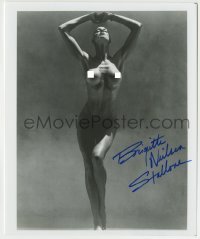 5y735 BRIGITTE NIELSEN signed 8x9.75 REPRO still '80s nude portrait when was married to Stallone!