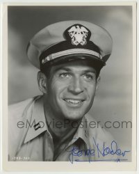 5y357 GEORGE NADER signed 8x10.25 still '56 head & shoulders c/u in uniform from Away All Boats!